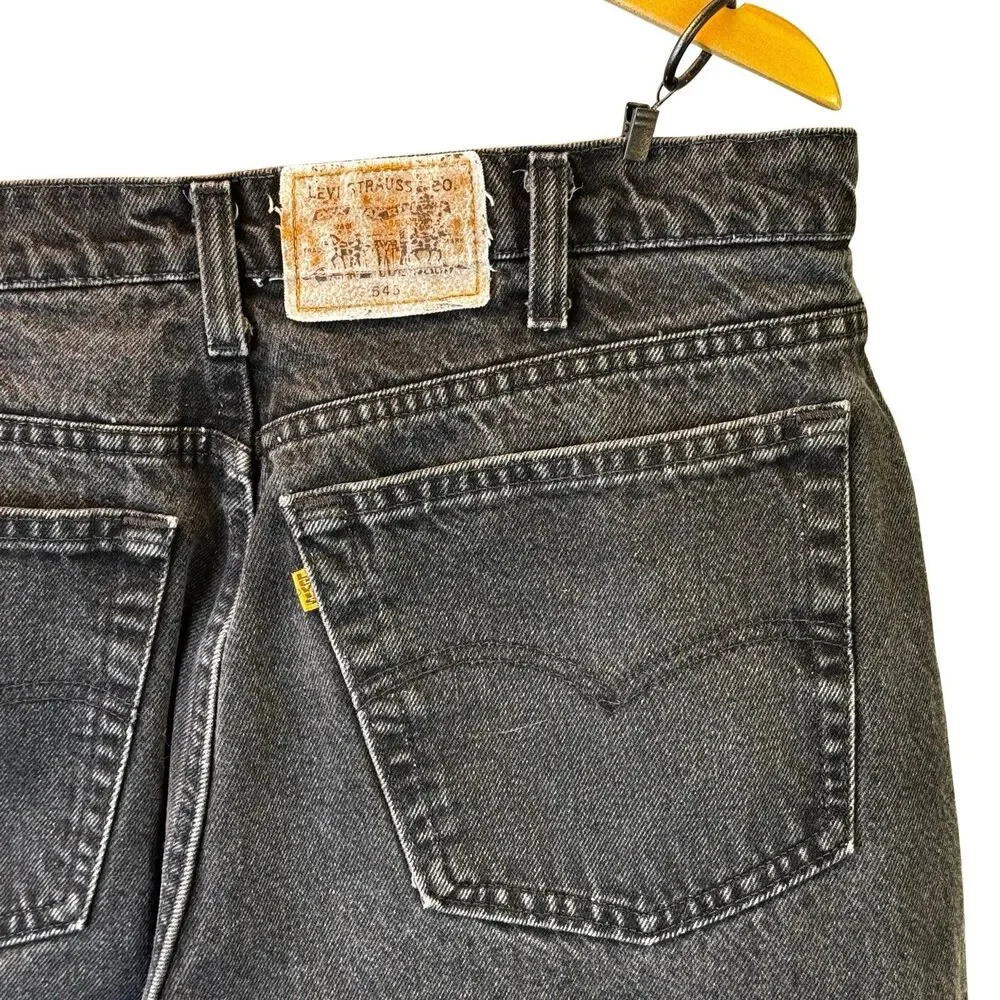 VTG 90s Y2K Levis 545 Baggy Jeans Mens 38 x 34 Black Loose Fit Orange Tab